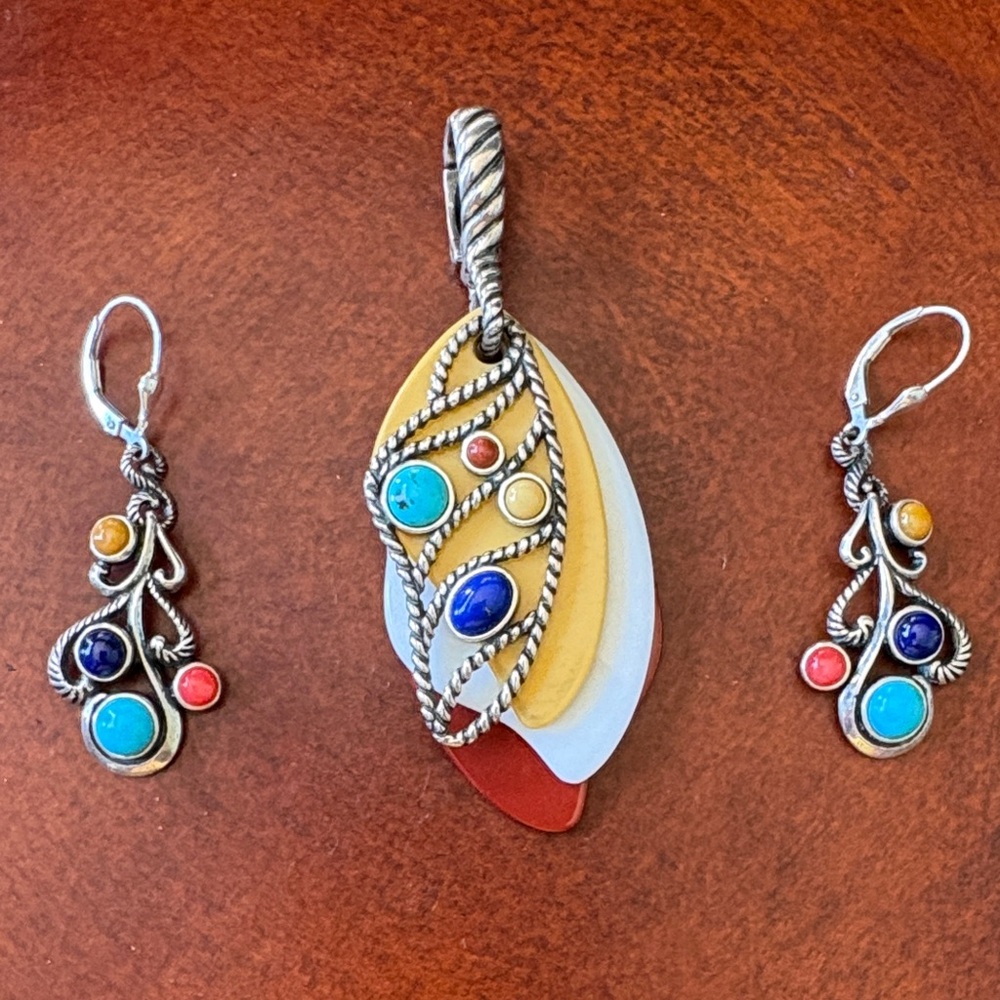 Native American Zuni pendant and earrings set